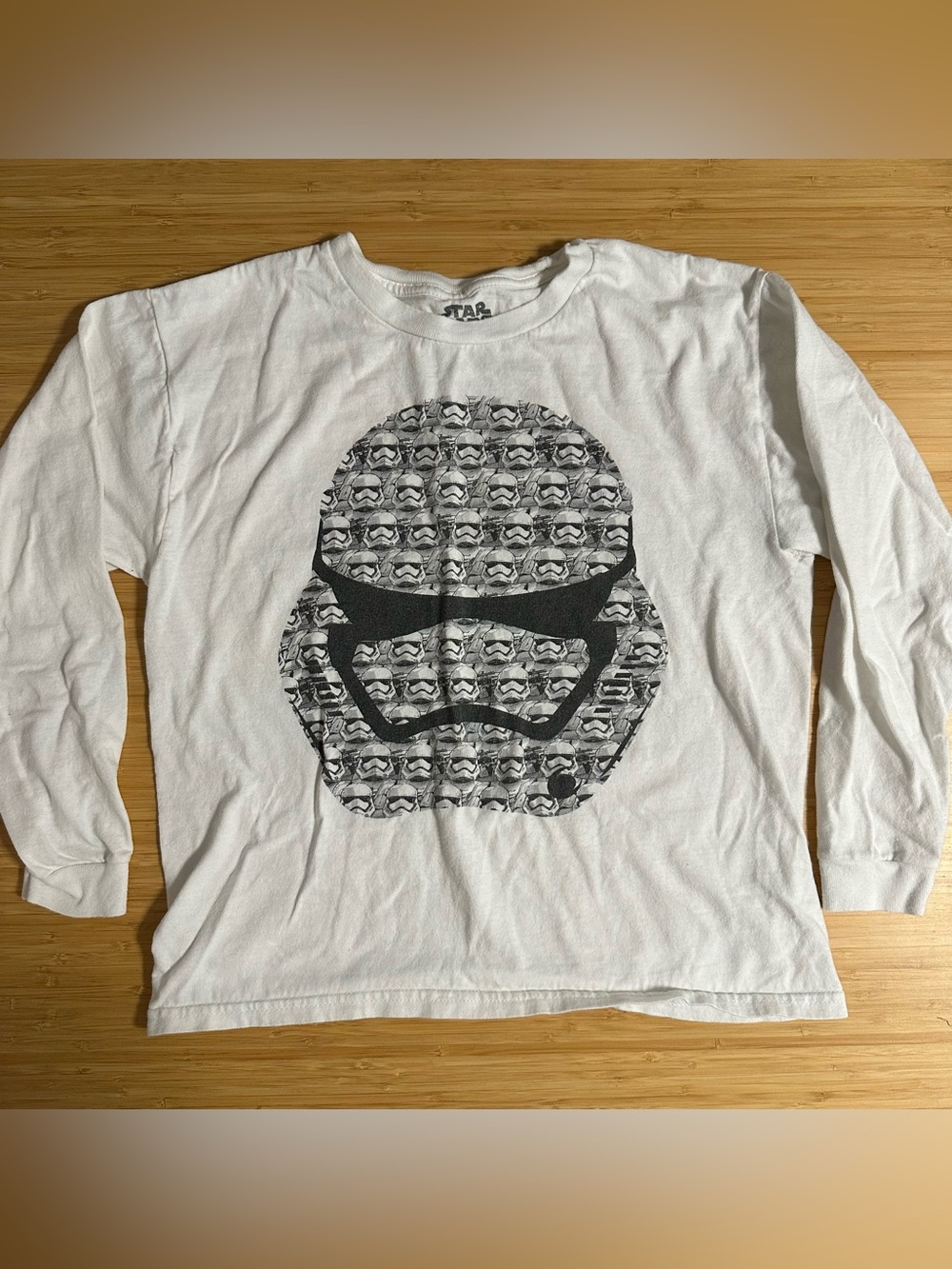 Star Wars White Crewneck Tee with Black Logo Print